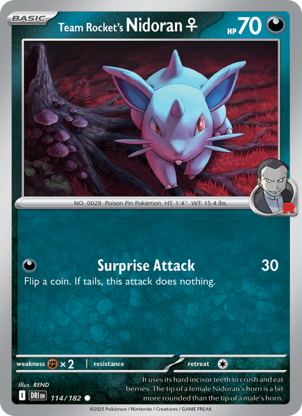 Team Rocket's Nidoran ♀ 114/182 — Destined Rivals (English Pokémon TCG card)