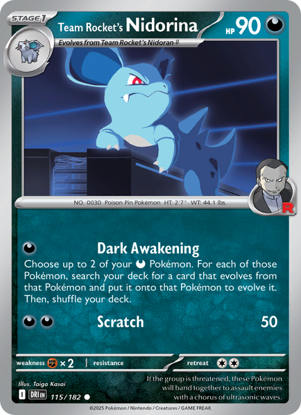 Team Rocket's Nidorina 115/182 — Destined Rivals (English Pokémon TCG card)