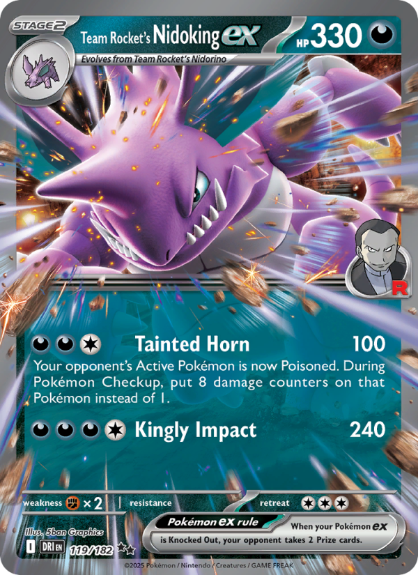 Team Rocket's Nidoking ex 119/182 — Destined Rivals (English Pokémon TCG card)