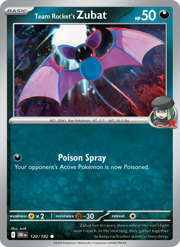 Team Rocket's Zubat 120/182 — Destined Rivals (English Pokémon TCG card)