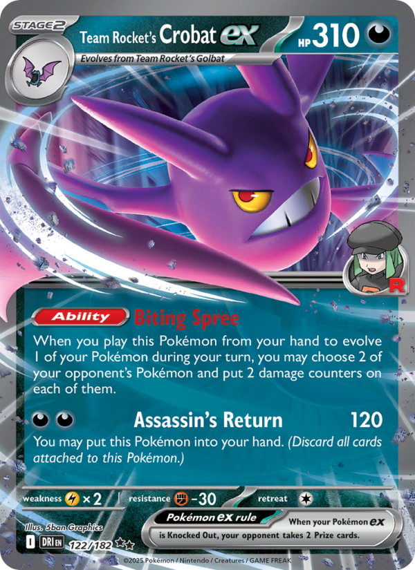 Team Rocket's Crobat ex 122/182 — Destined Rivals (English Pokémon TCG card)