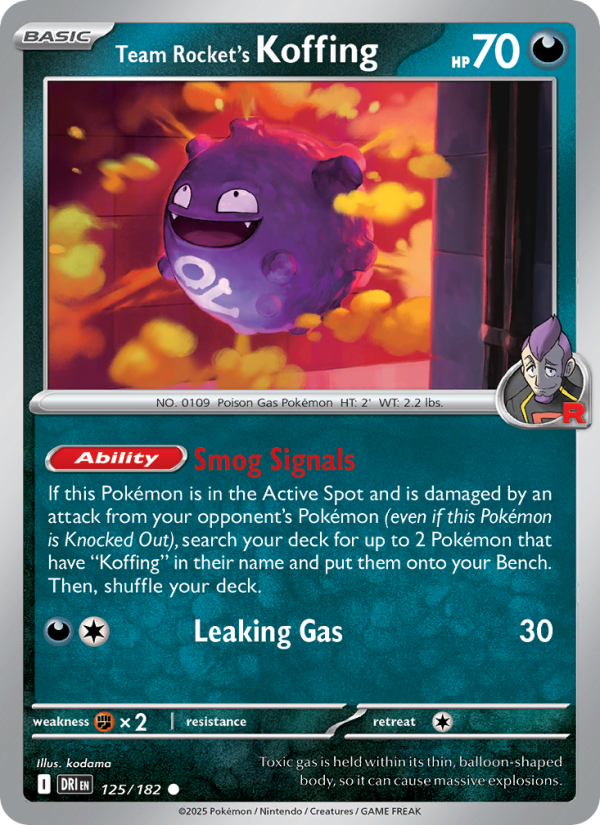 Team Rocket's Koffing 125/182 — Destined Rivals (English Pokémon TCG card)