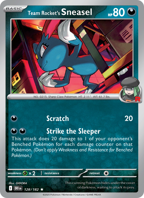 Team Rocket's Sneasel 128/182 — Destined Rivals (English Pokémon TCG card)