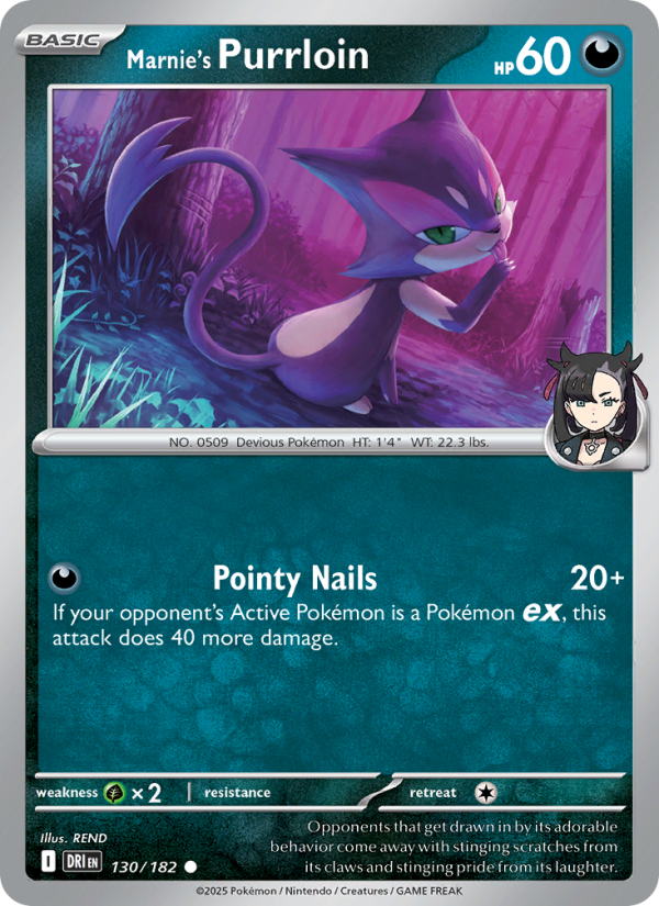 Marnie's Purrloin 130/182 — Destined Rivals (English Pokémon TCG card)