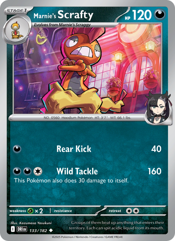 Marnie's Scrafty 133/182 — Destined Rivals (English Pokémon TCG card)