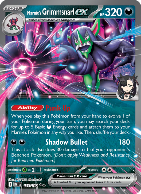 Marnie's Grimmsnarl ex 136/182 — Destined Rivals (English Pokémon TCG card)