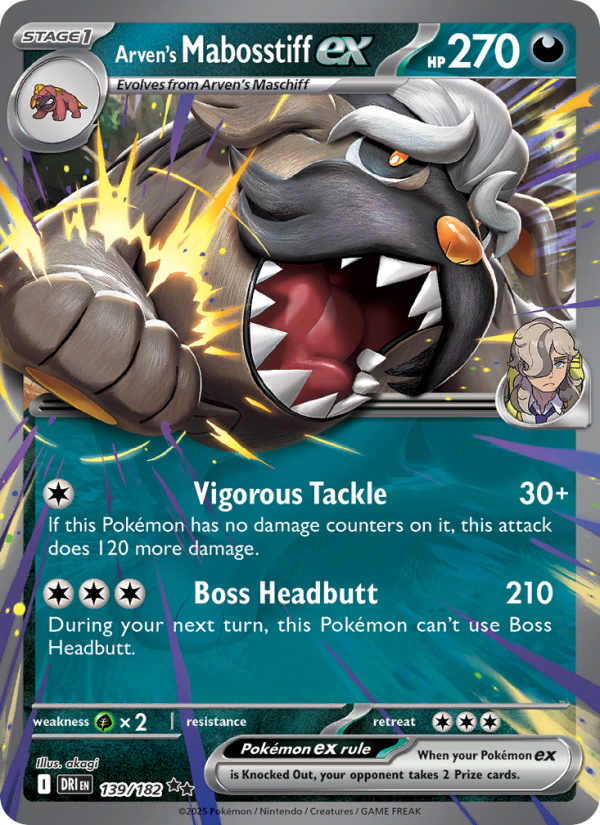 Arven's Mabosstiff ex 139/182 — Destined Rivals (English Pokémon TCG card)