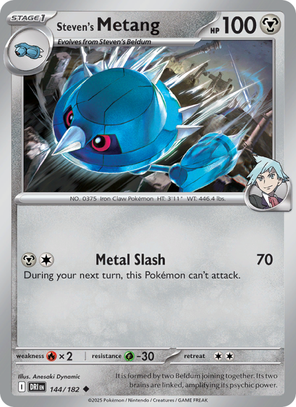 Steven's Metang 144/182 — Destined Rivals (English Pokémon TCG card)