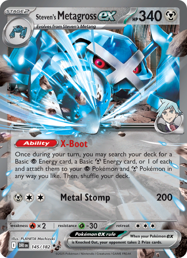 Steven's Metagross ex 145/182 — Destined Rivals (English Pokémon TCG card)