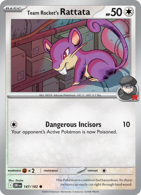 Team Rocket's Rattata 147/182 — Destined Rivals (English Pokémon TCG card)
