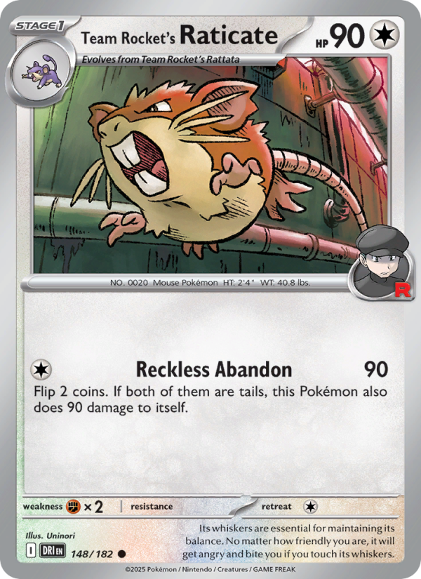 Team Rocket's Raticate 148/182 — Destined Rivals (English Pokémon TCG card)