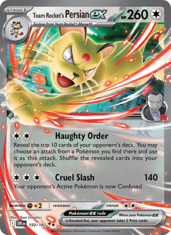Team Rocket's Persian ex 150/182 — Destined Rivals (English Pokémon TCG card)