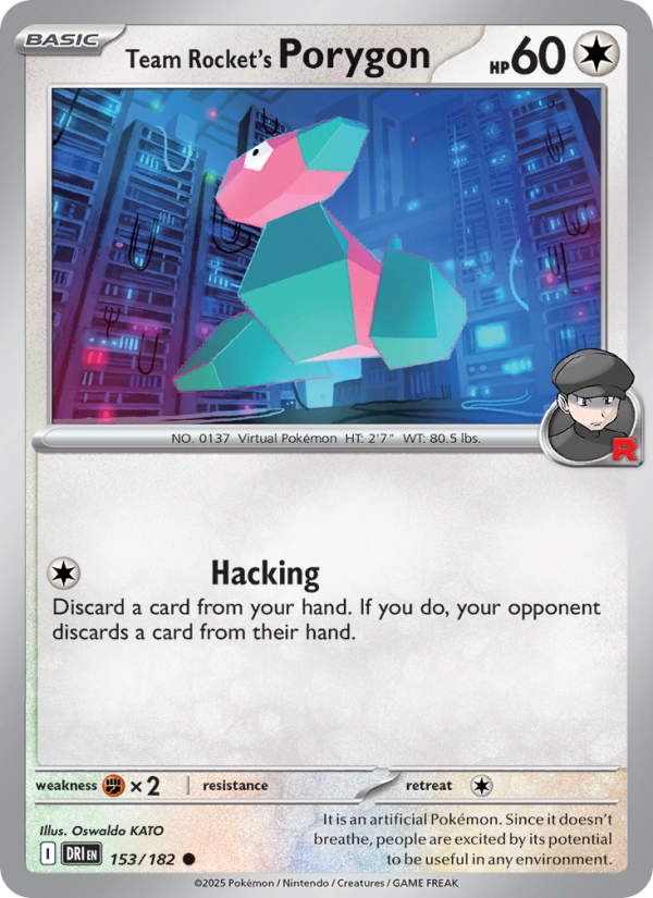 Team Rocket's Porygon 153/182 — Destined Rivals (English Pokémon TCG card)
