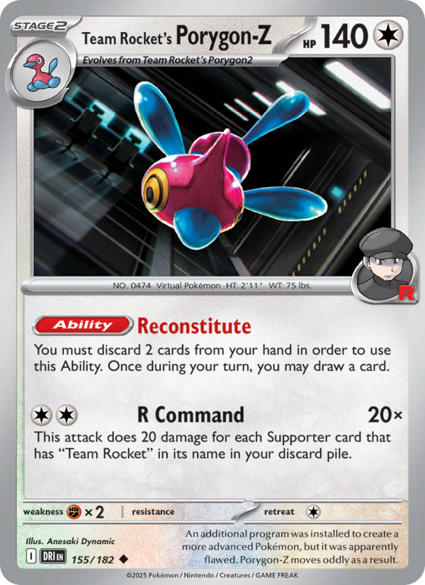 Team Rocket's Porygon-Z 155/182 — Destined Rivals (English Pokémon TCG card)