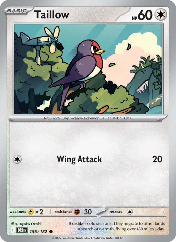 Taillow 156/182 — Destined Rivals (English Pokémon TCG card)