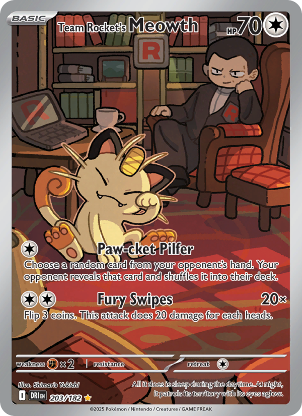 Team Rocket's Meowth 203/182 — Destined Rivals (English Pokémon TCG card)