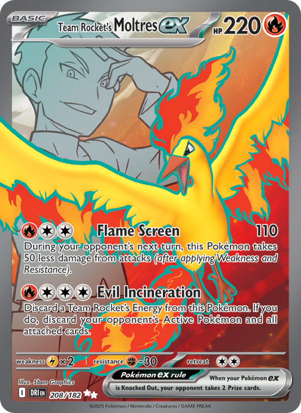 Team Rocket's Moltres ex 208/182 — Destined Rivals (English Pokémon TCG card)