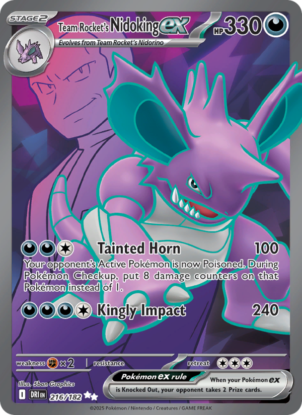 Team Rocket's Nidoking ex 216/182 — Destined Rivals (English Pokémon TCG card)