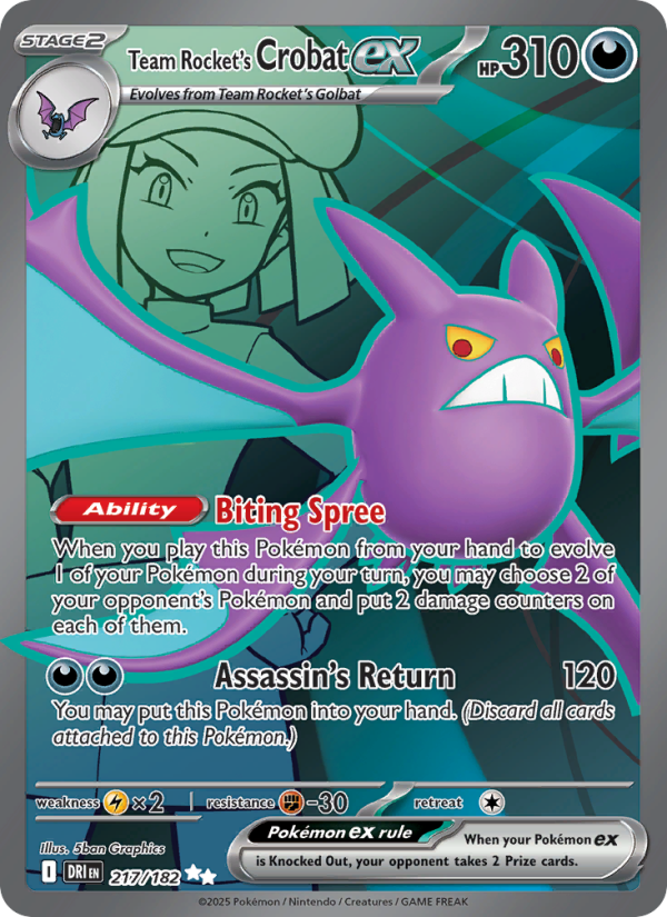 Team Rocket's Crobat ex 217/182 — Destined Rivals (English Pokémon TCG card)