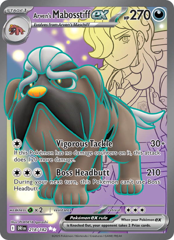 Arven's Mabosstiff ex 218/182 — Destined Rivals (English Pokémon TCG card)
