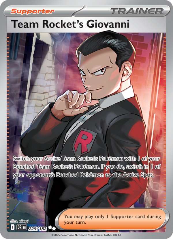 Team Rocket's Giovanni 225/182 — Destined Rivals (English Pokémon TCG card)