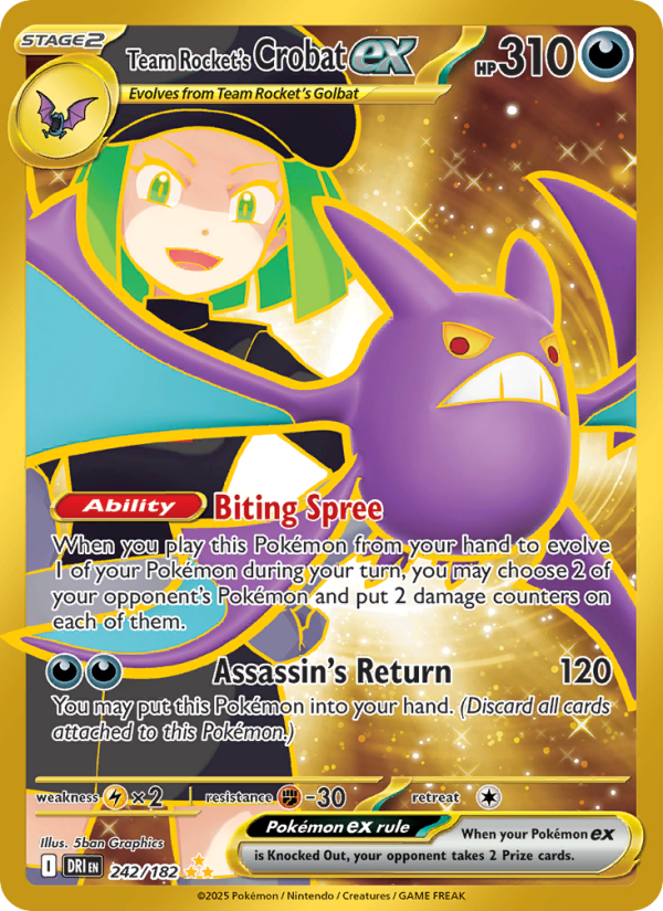 Team Rocket's Crobat ex 242/182 — Destined Rivals (English Pokémon TCG card)