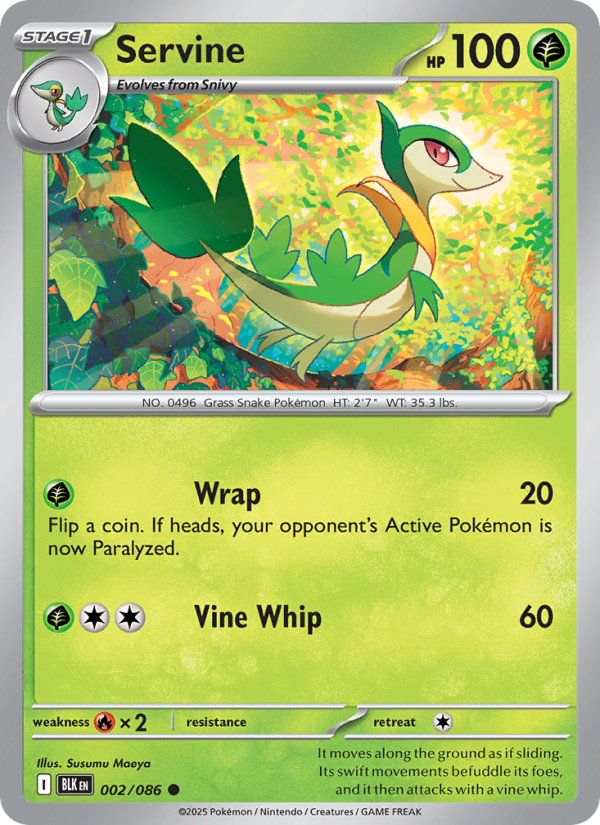 Servine 002/86 — Black Bolt (English Pokémon TCG card)