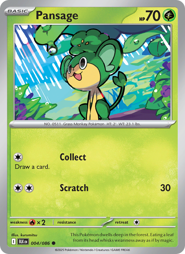 Pansage 004/86 — Black Bolt (English Pokémon TCG card)