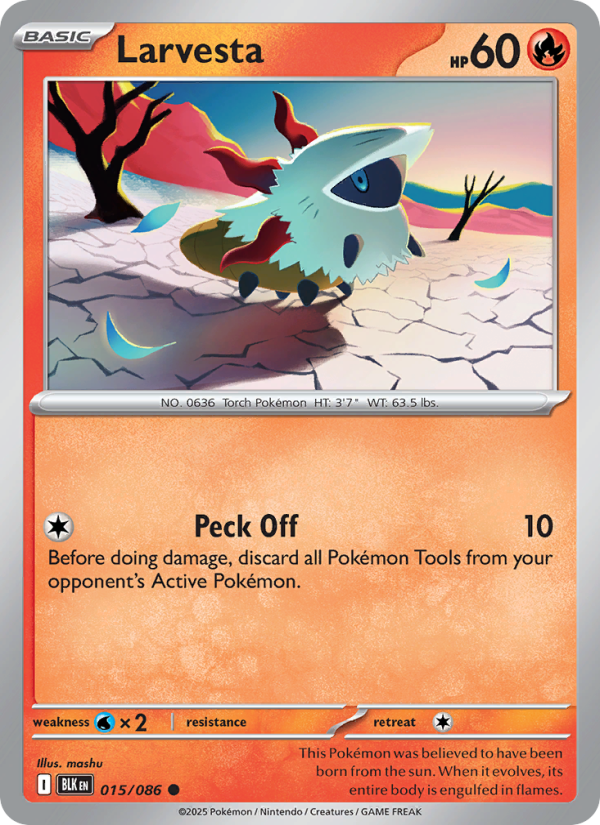 Larvesta 015/86 — Black Bolt (English Pokémon TCG card)