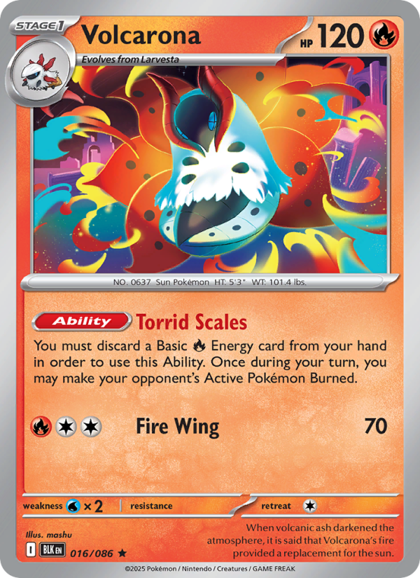 Volcarona 016/86 — Black Bolt (English Pokémon TCG card)