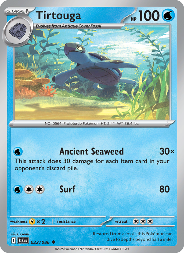 Tirtouga 022/86 — Black Bolt (English Pokémon TCG card)