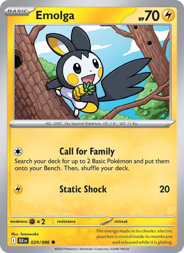 Emolga 029/86 — Black Bolt (English Pokémon TCG card)