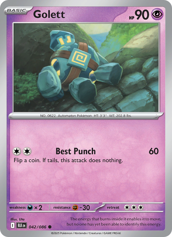 Golett 042/86 — Black Bolt (English Pokémon TCG card)