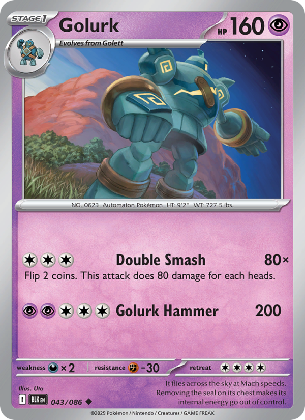Golurk 043/86 — Black Bolt (English Pokémon TCG card)