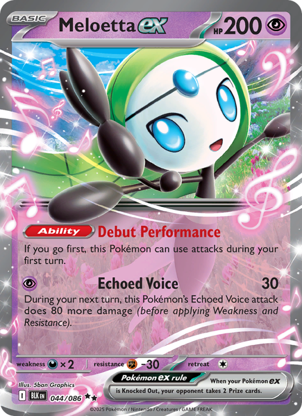 Meloetta ex 044/86 — Black Bolt (English Pokémon TCG card)