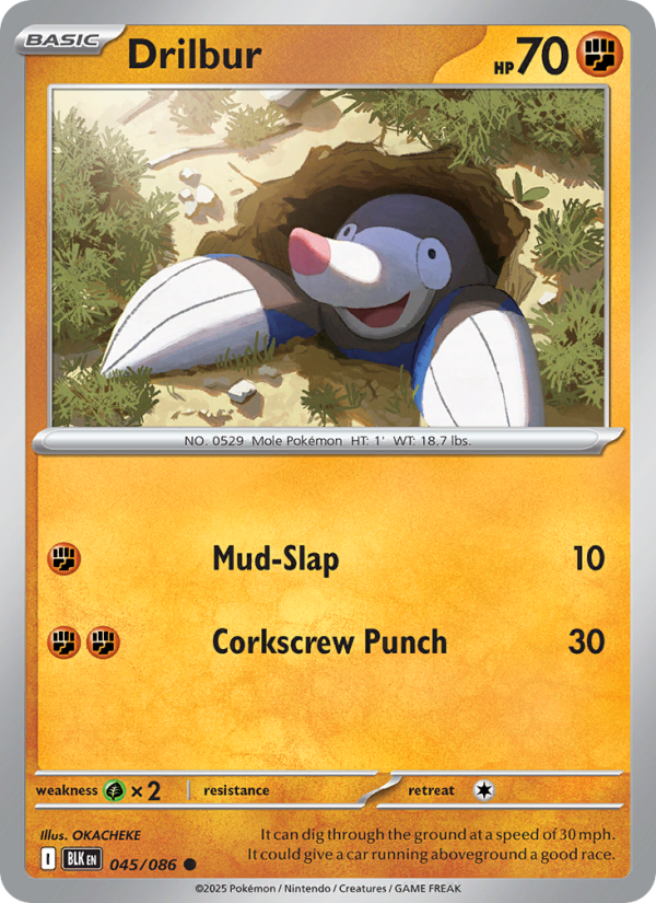 Drilbur 045/86 — Black Bolt (English Pokémon TCG card)