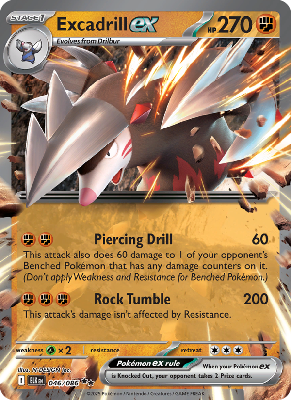 Excadrill ex 046/86 — Black Bolt (English Pokémon TCG card)