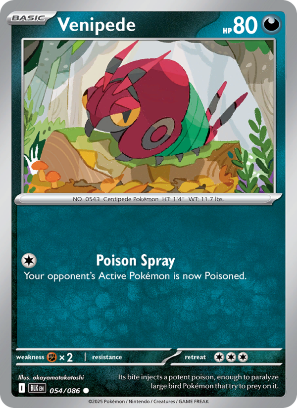 Venipede 054/86 — Black Bolt (English Pokémon TCG card)