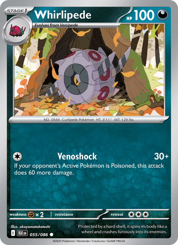 Whirlipede 055/86 — Black Bolt (English Pokémon TCG card)