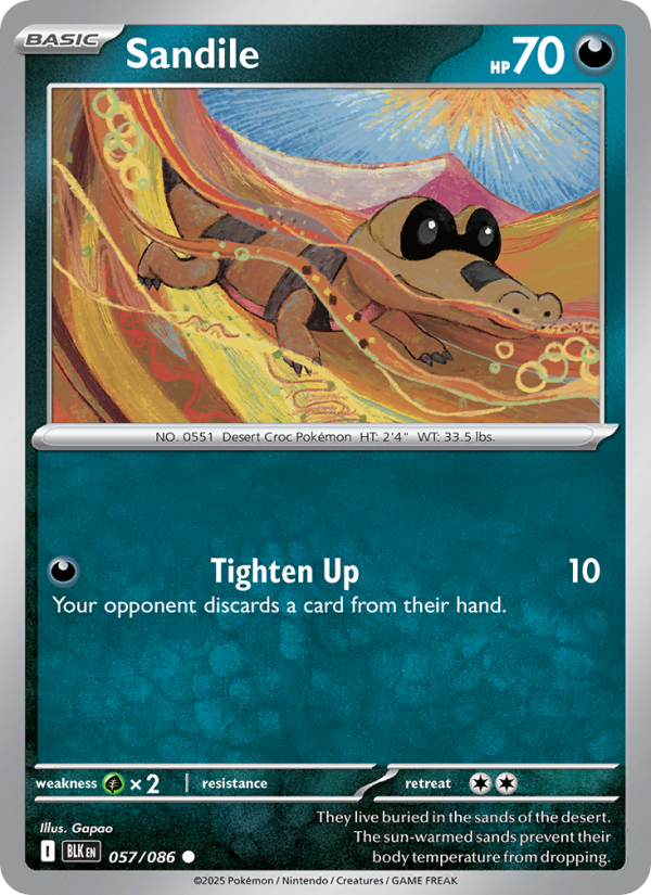 Sandile 057/86 — Black Bolt (English Pokémon TCG card)