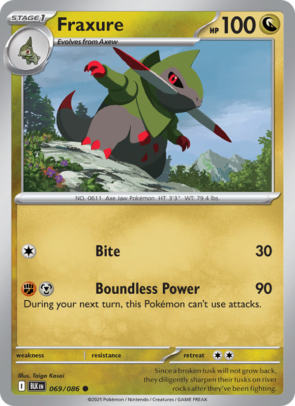 Fraxure 069/86 — Black Bolt (English Pokémon TCG card)