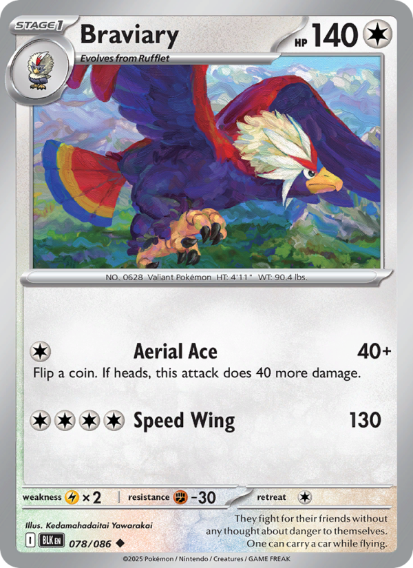 Braviary 078/86 — Black Bolt (English Pokémon TCG card)