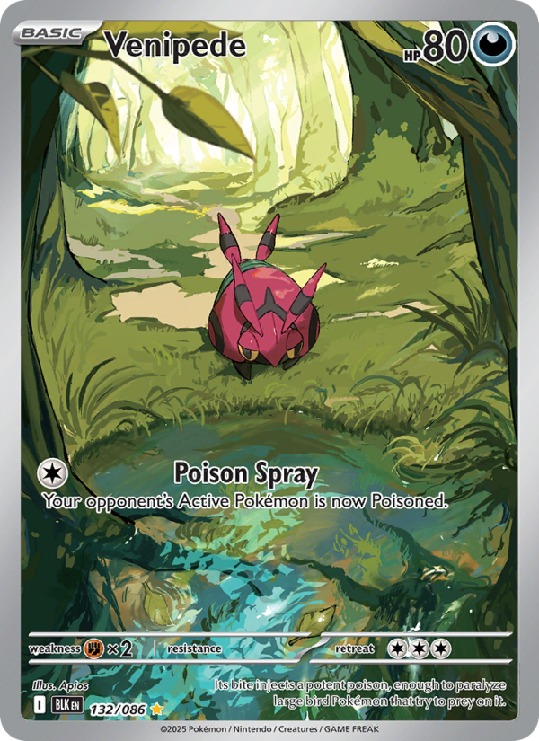 Venipede 132/86 — Black Bolt (English Pokémon TCG card)