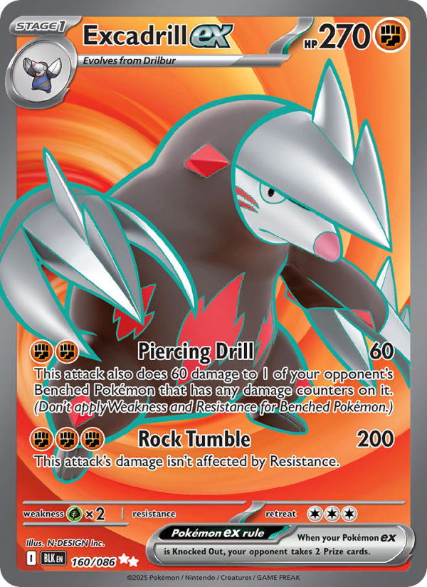 Excadrill ex 160/86 — Black Bolt (English Pokémon TCG card)