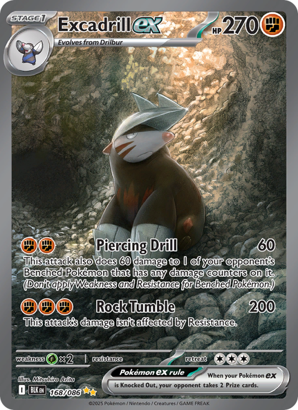 Excadrill ex 168/86 — Black Bolt (English Pokémon TCG card)